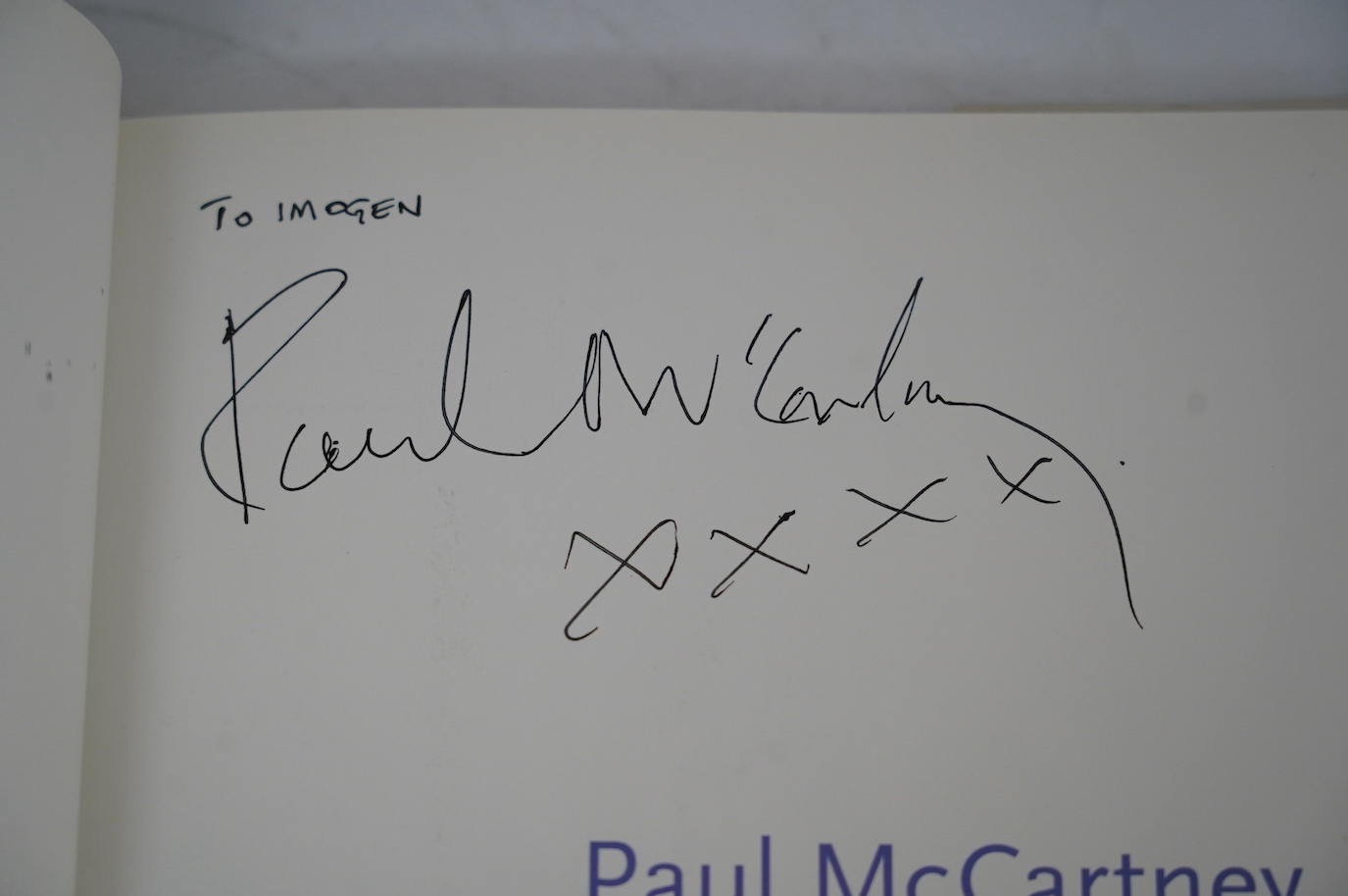 Paul McCartney, ‘Paintings’, pub. Little, Brown and Company, 2000, signed to the first title page and dedicated to Imogen. Condition - good